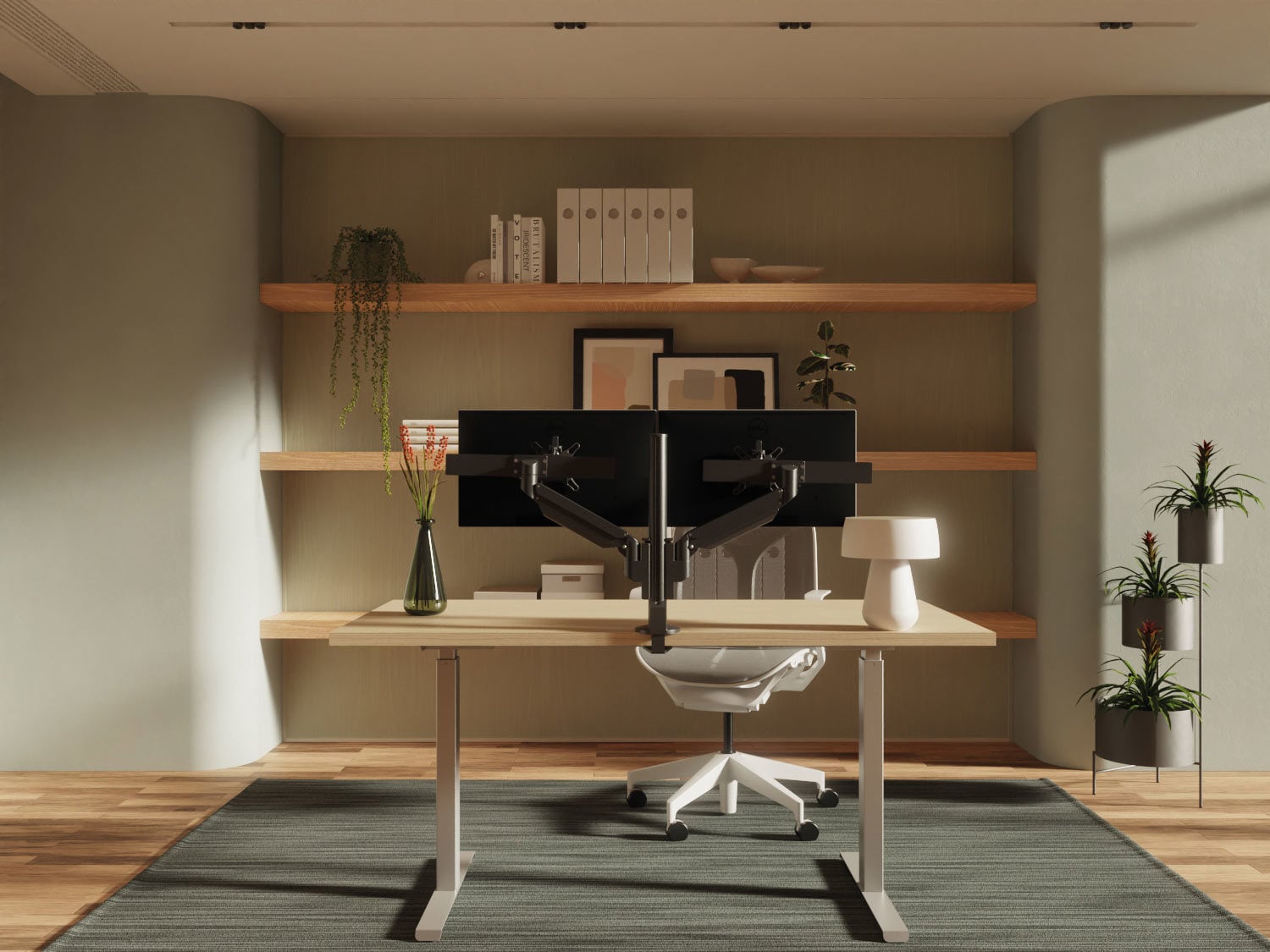 Mit modularen Monitorarmen wie dem Galaxy-System lassen sich unterschiedliche Bildschirm-Setups flexibel an wechselnde Nutzer*innen und Arbeitsweisen anpassen.