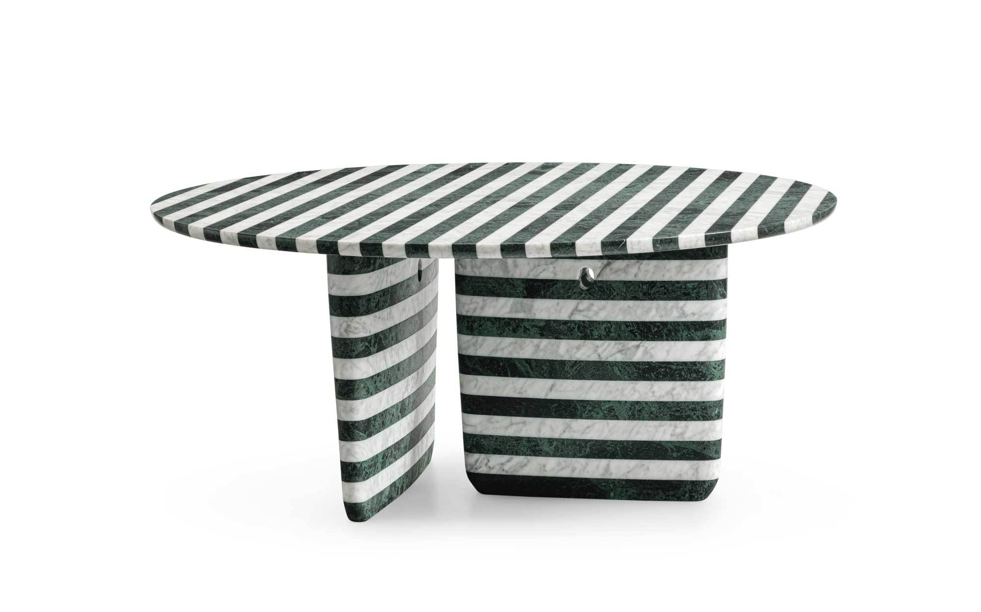 OBJEKTE/COLLECTIBLE DESIGNTisch Tobi-Ishi für B&B Italia, Ausführung in weißem Carrara-Marmor und grünem Verde-Marmor, 2022