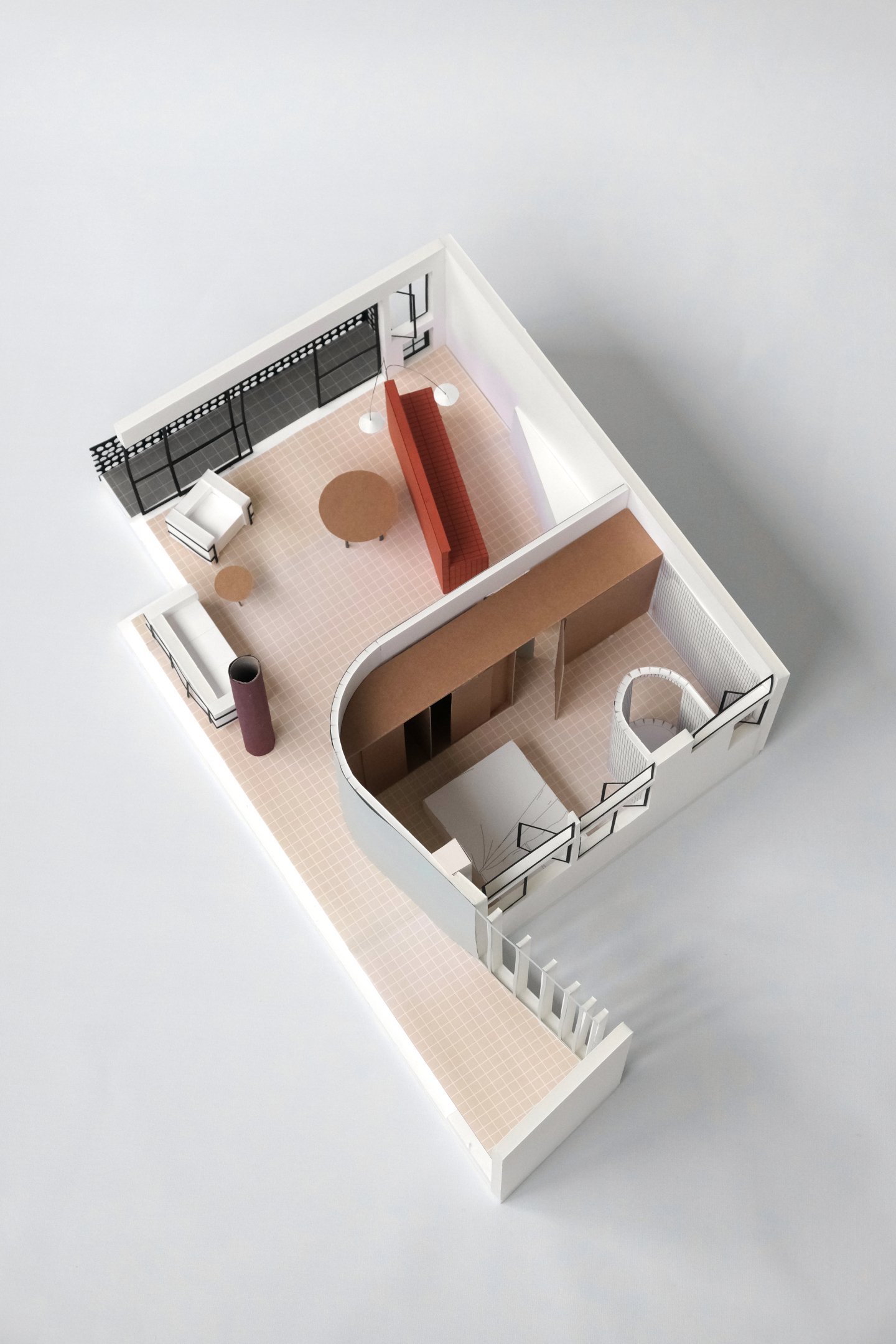 Grundrissmodell der Wohnung im Immeuble Molitor im 16. Arrondissement von Paris