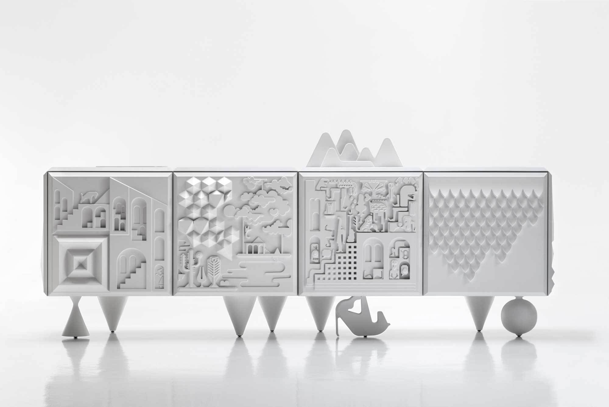 Mut zum Schnörkel: White Tout Va Bien Cabinet von Antoine und Manuel für BD Barcelona, 2009