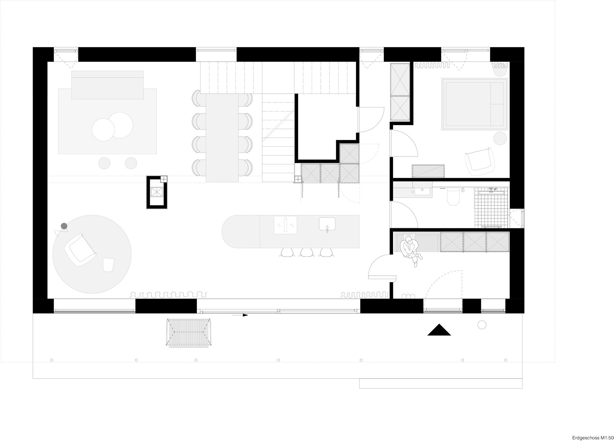 Ein flexibler Grundriss ermöglicht, dass das Haus zukünftig unterteilt werden kann. Im Bild: Erdgeschoss