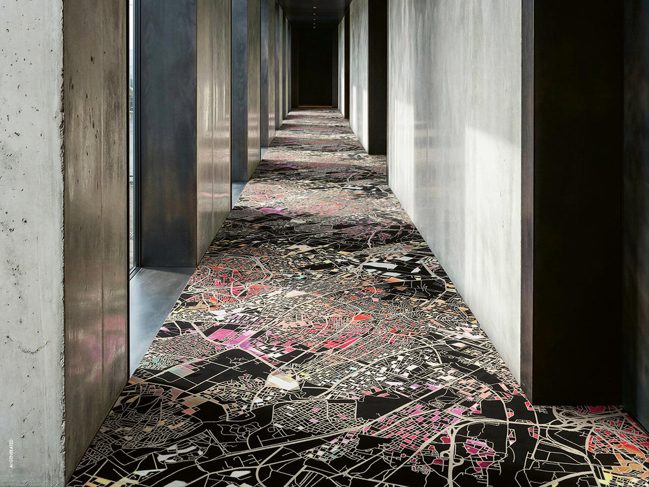Urbane Raster, Bewegung und grafische Strukturen prägen die Themenwelt City aus der Kollektion Grounded von Object Carpet.