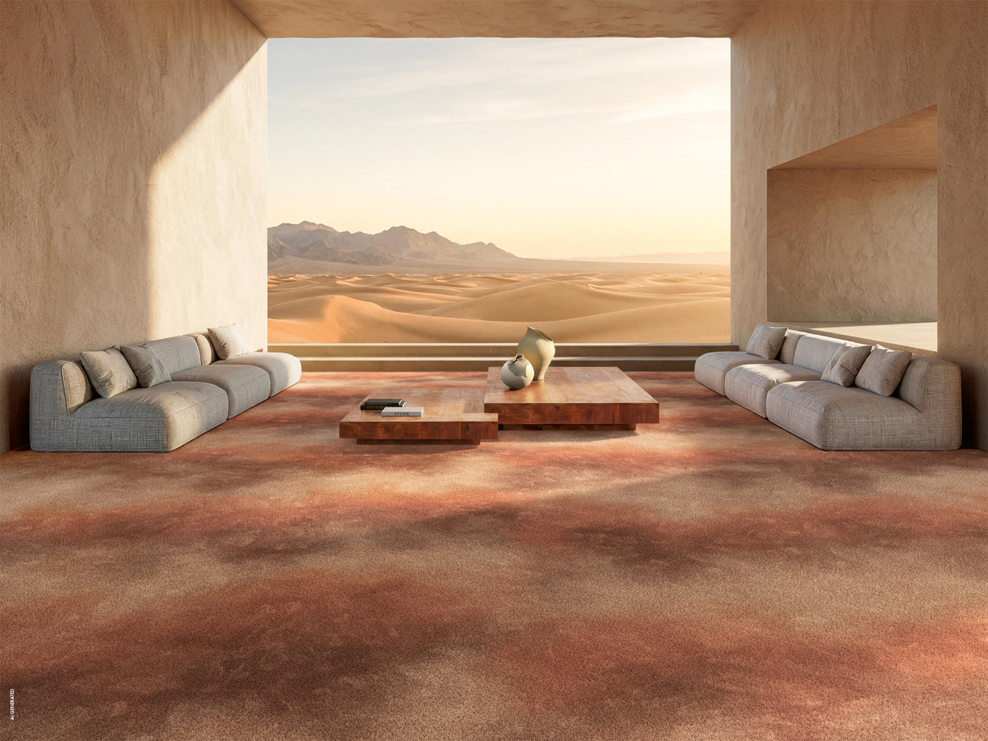 Die Themenwelt Desert aus Grounded von Object Carpet ist von Dünenlandschaften, Schraffuren, Verläufen und natürlichen Spuren inspiriert.