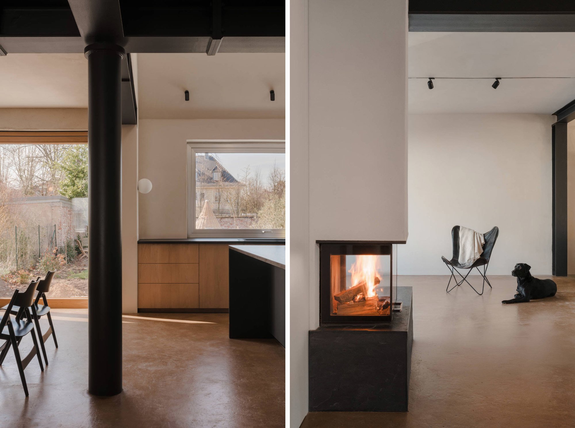 Zugunsten heller und hoher Räume lösten die Architekt*innen die ursprüngliche Unterteilung im Erdgeschoss auf.