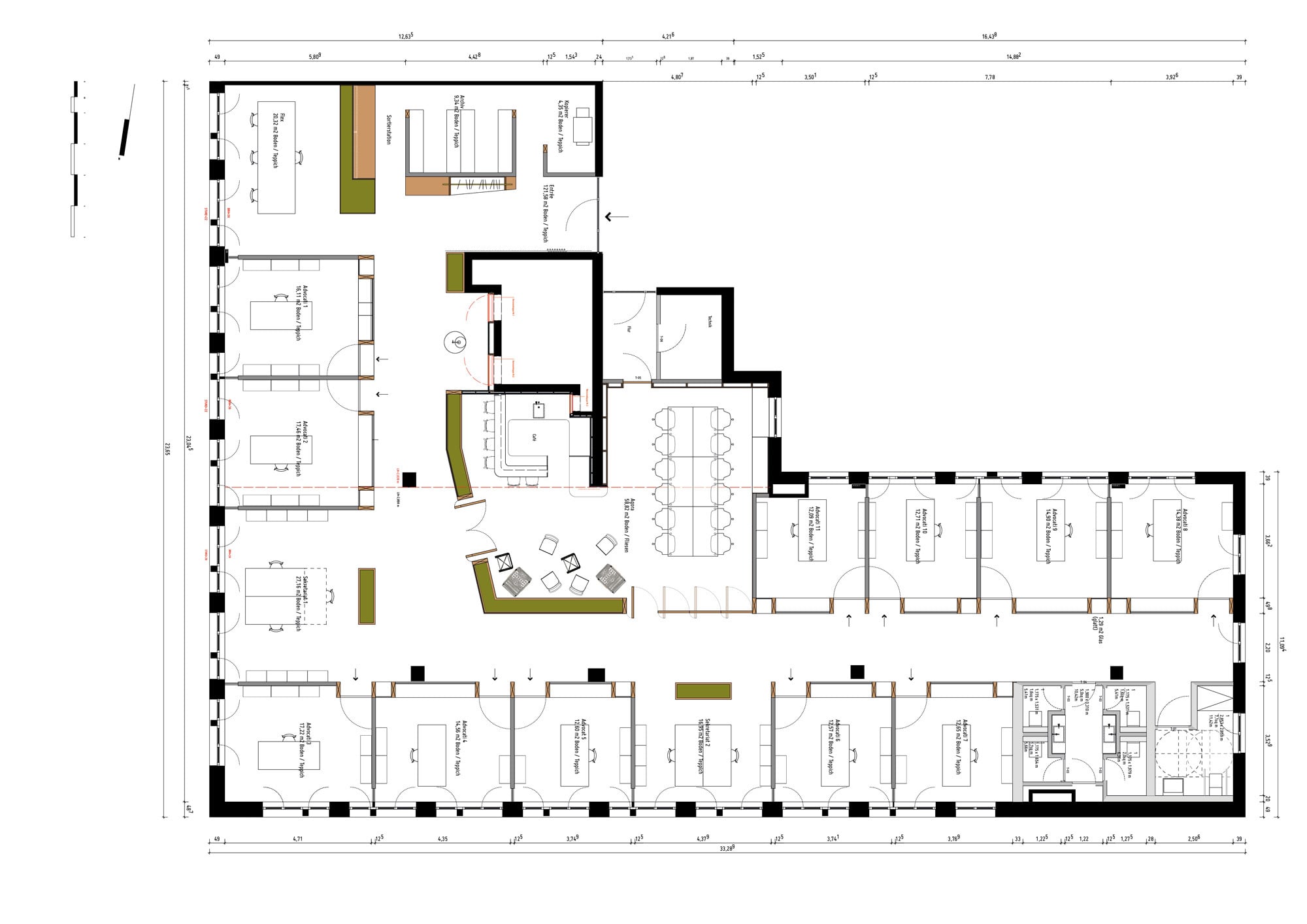 Grundriss der Anwaltskanzlei in Münster