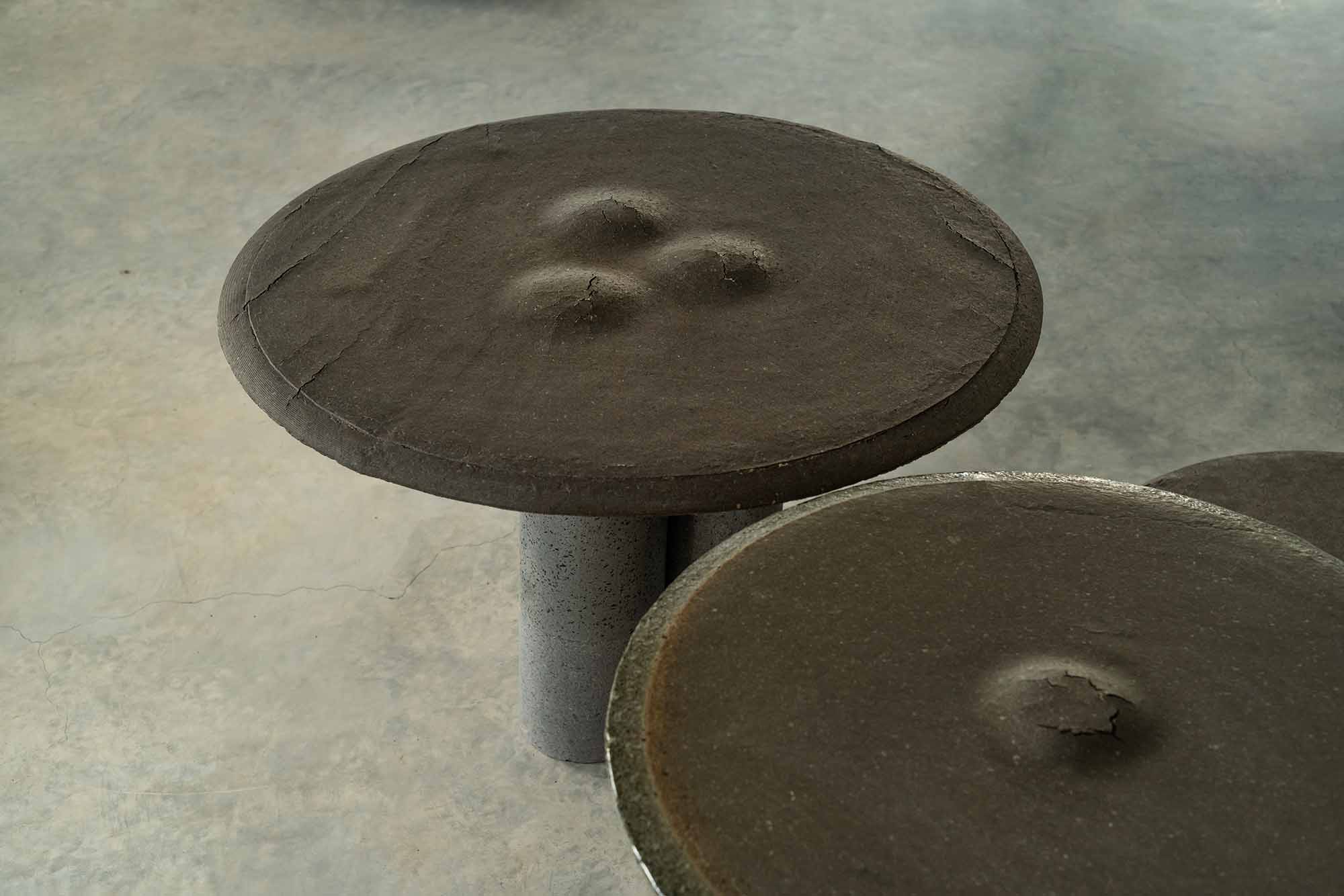 Tischkollektion aus Vulkangestein von BIG für Nerosicilia