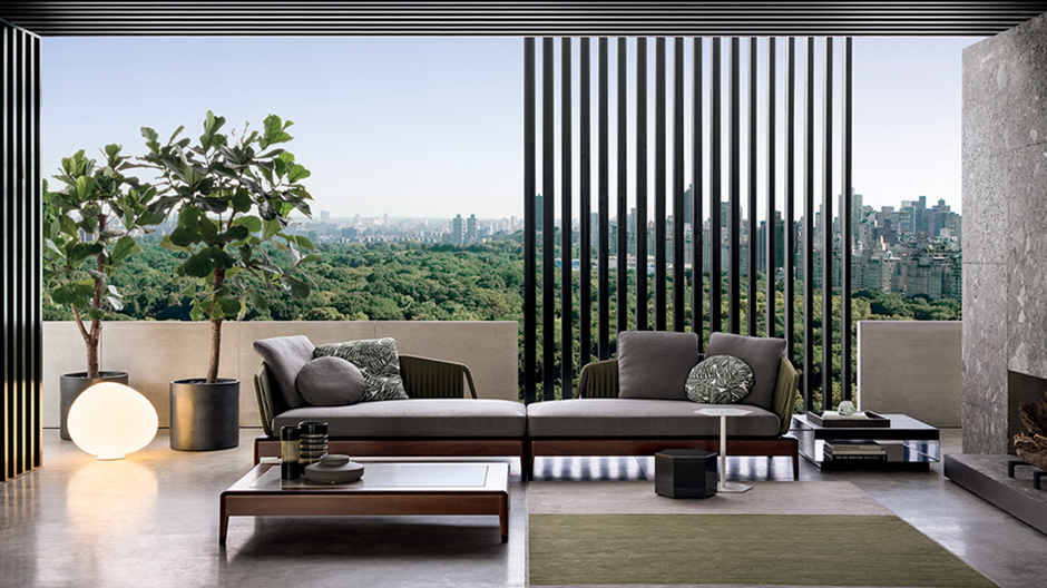 Stabil und wetterfest: eine Möbel-Kollektion aus afrikanischem Irokoholz für Minotti