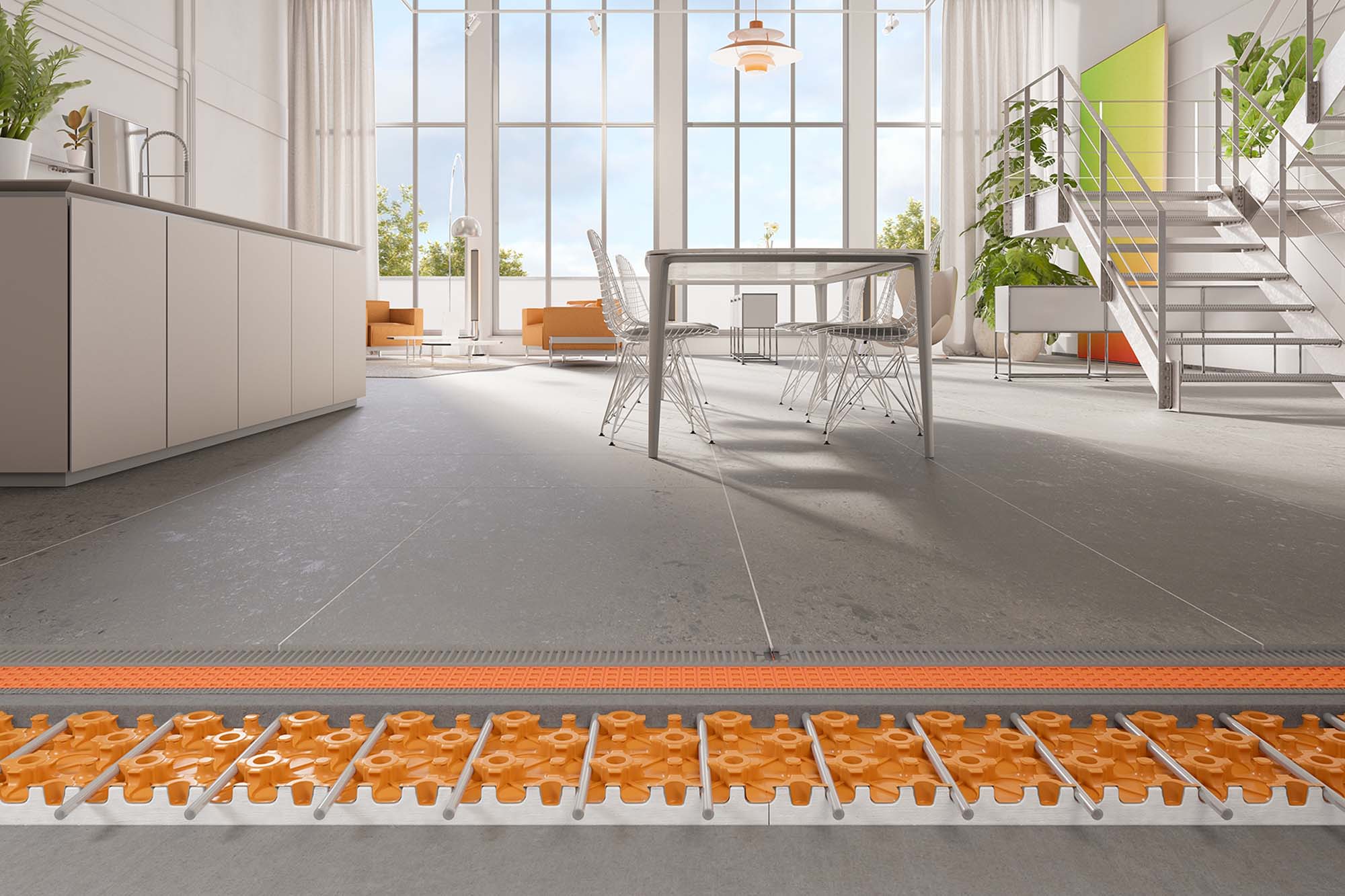 Effiziente und flache Fußbodenheizung von Schlüter-Systems