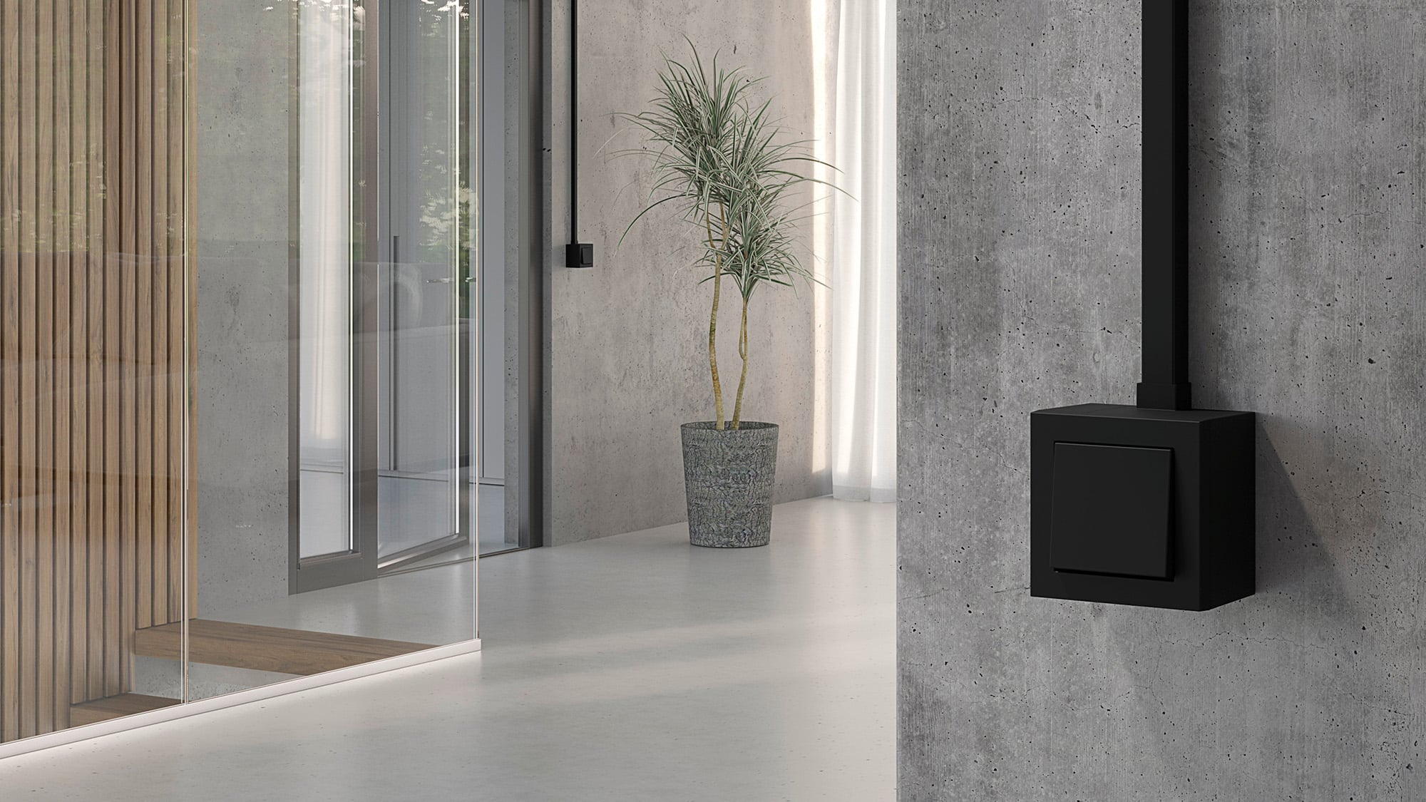 Gira-Schalter im eleganten, dunklen Farbton