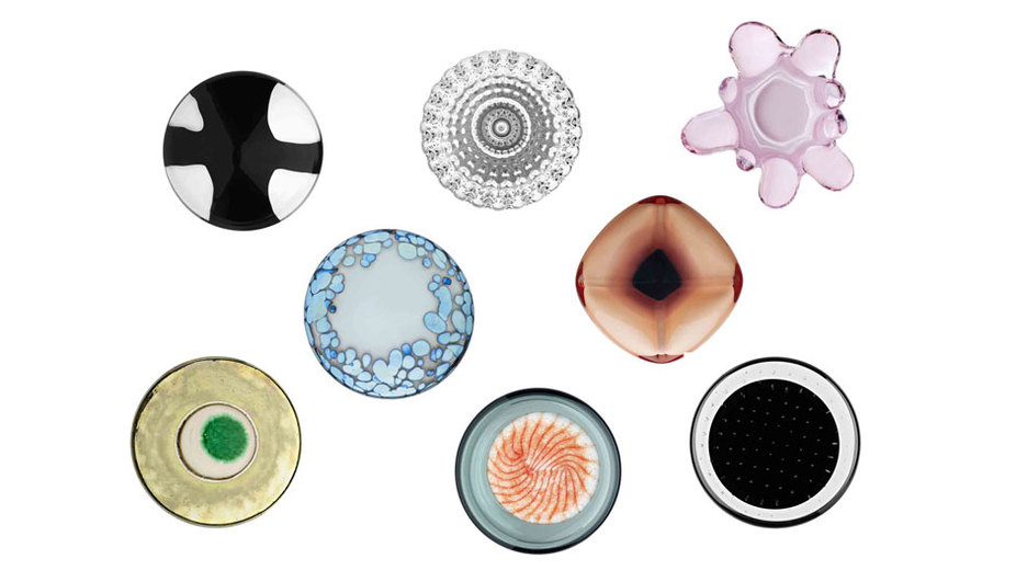 Anemone, Saturn, Koralle: mundgeblasene Wandhaken von Iittala.