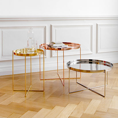 Metallene Nuancen: Dieser Beistelltisch von Philipp Mainzer kommt in Kupfer, Messing oder Edelstahl daher