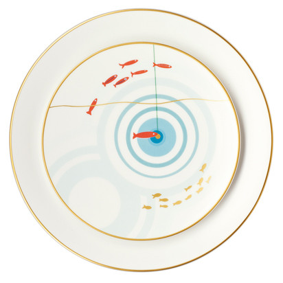 Fischschwärme auf Porzellangrund: Dibbern stellte ein neues Dekor vor, das Lust auf den Sommer macht