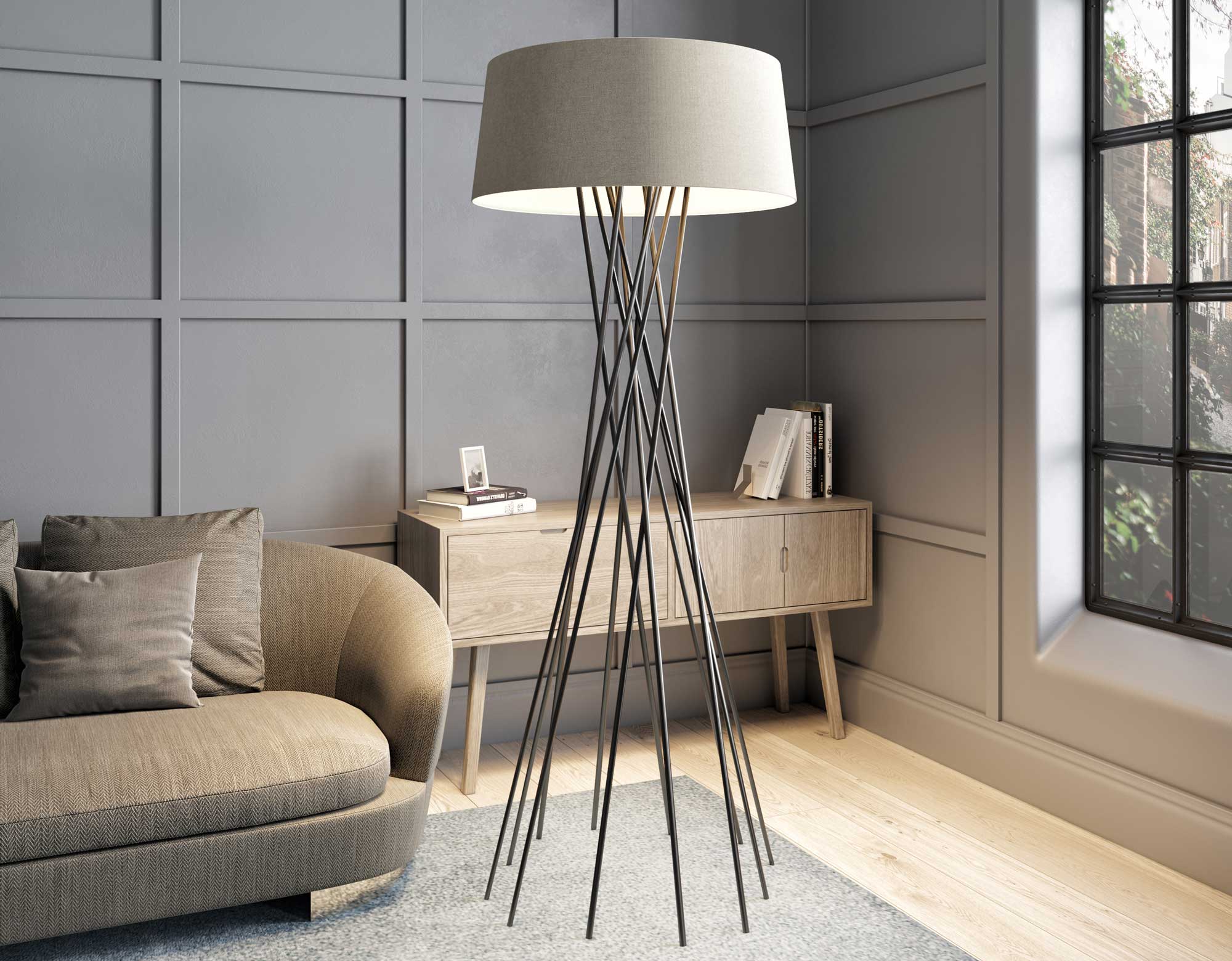 Ausdrucksstarke Stehleuchte vom norddeutschen Hersteller Byok