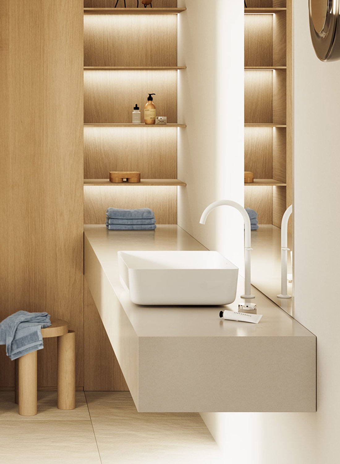 Eckiger Aufsatzwaschtisch aus Titan-Stahl von Bette