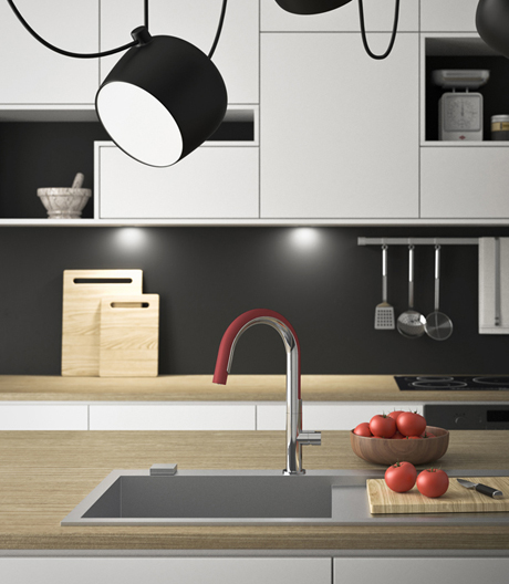 Die flexible Armaturenserie aus Silikon gibt es in fünf gut klingenden Farben.