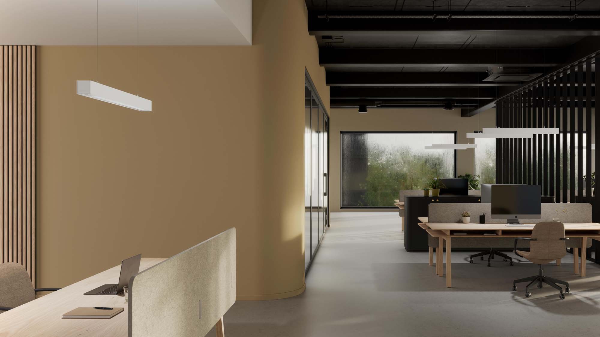 Pendelleuchte aus recyceltem Karton für nachhaltige Arbeitswelten