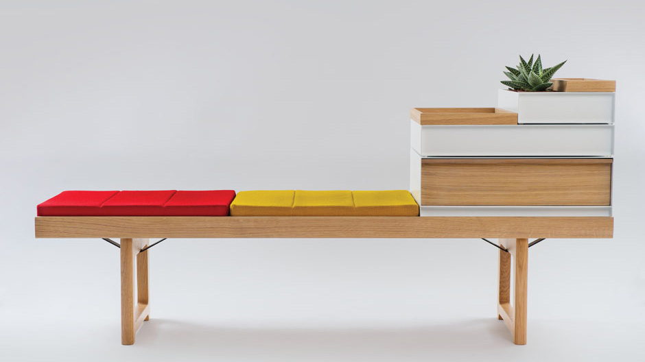 Zur Stockholmer Möbelmesse präsentierte Fjordfiesta die Sitzbank von aus den Sechzigern in erweiterter Neuauflage