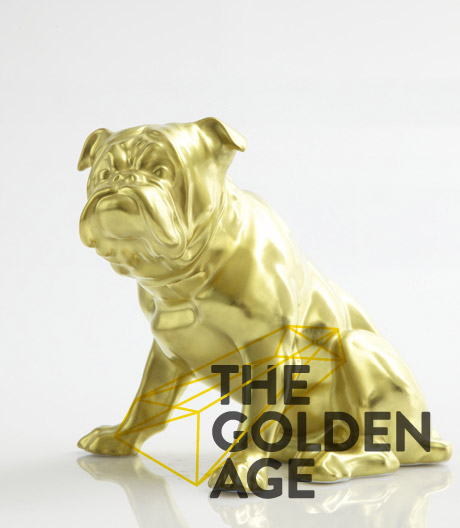 Die Porzellanhersteller strahlen wieder – hier eine goldene Bulldoggee von Reichenbach