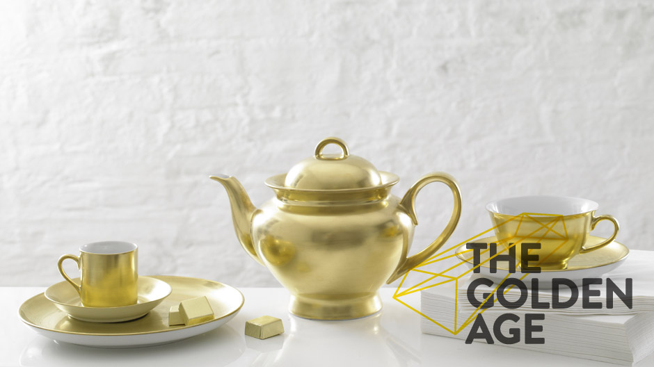 Die Porzellanhersteller strahlen wieder – hier eine goldene Bulldoggee von Reichenbach