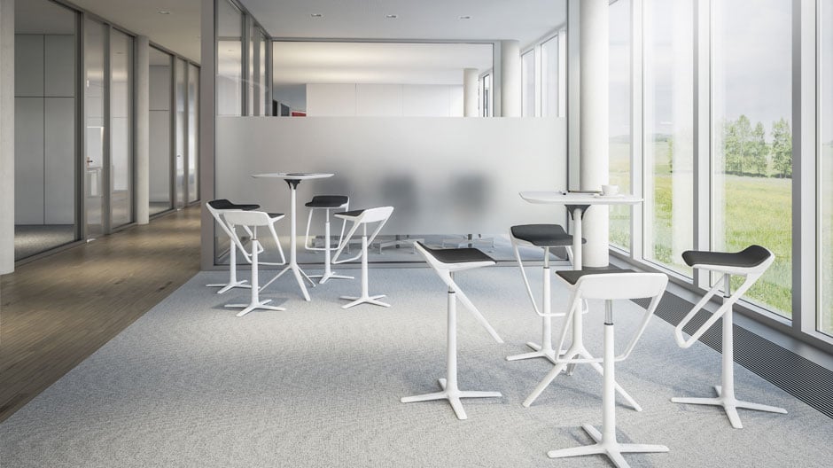 Büromöbelserie von Interstuhl für die Arbeit im Stehen.