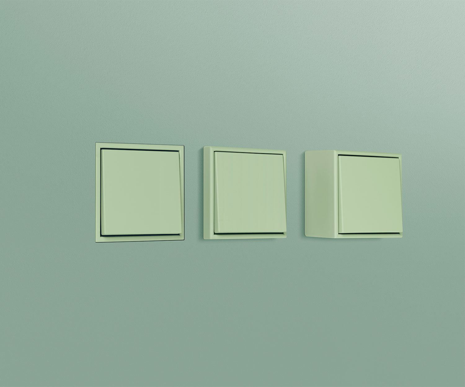 Designlinien LS 1912, LS CUBE und Türsprechanlage von JUNG in Le Corbusier-Farben