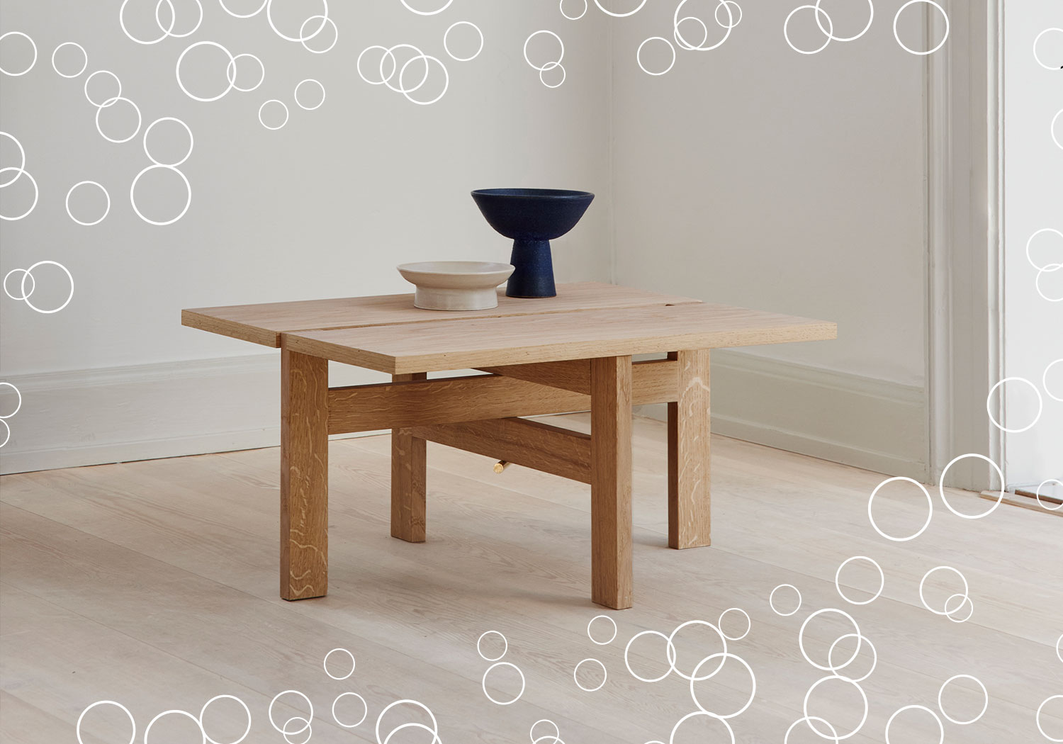 Geometrischer Couchtisch aus Eichenholz von Moebe