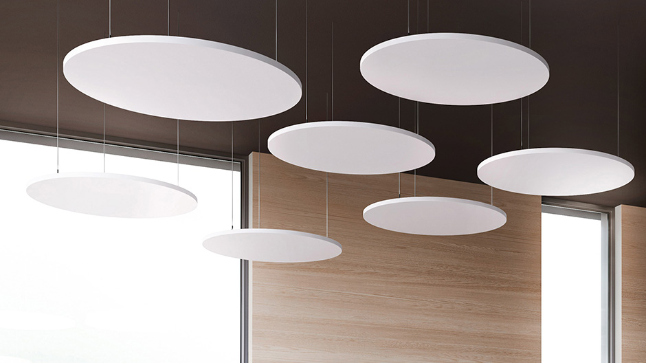 Schluckt Schall und gestaltet Räume: der neue Deckenabsorber von Palmberg.