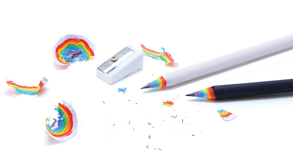 Anspitz-Späne in allen Farben des Regenbogens: Bleistift von Duncan Shotton.