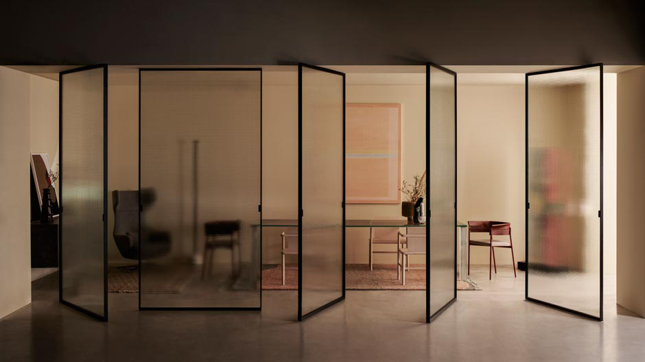 Erweiter- und drehbare Glastüren von Piero Lissoni für Glas Italia