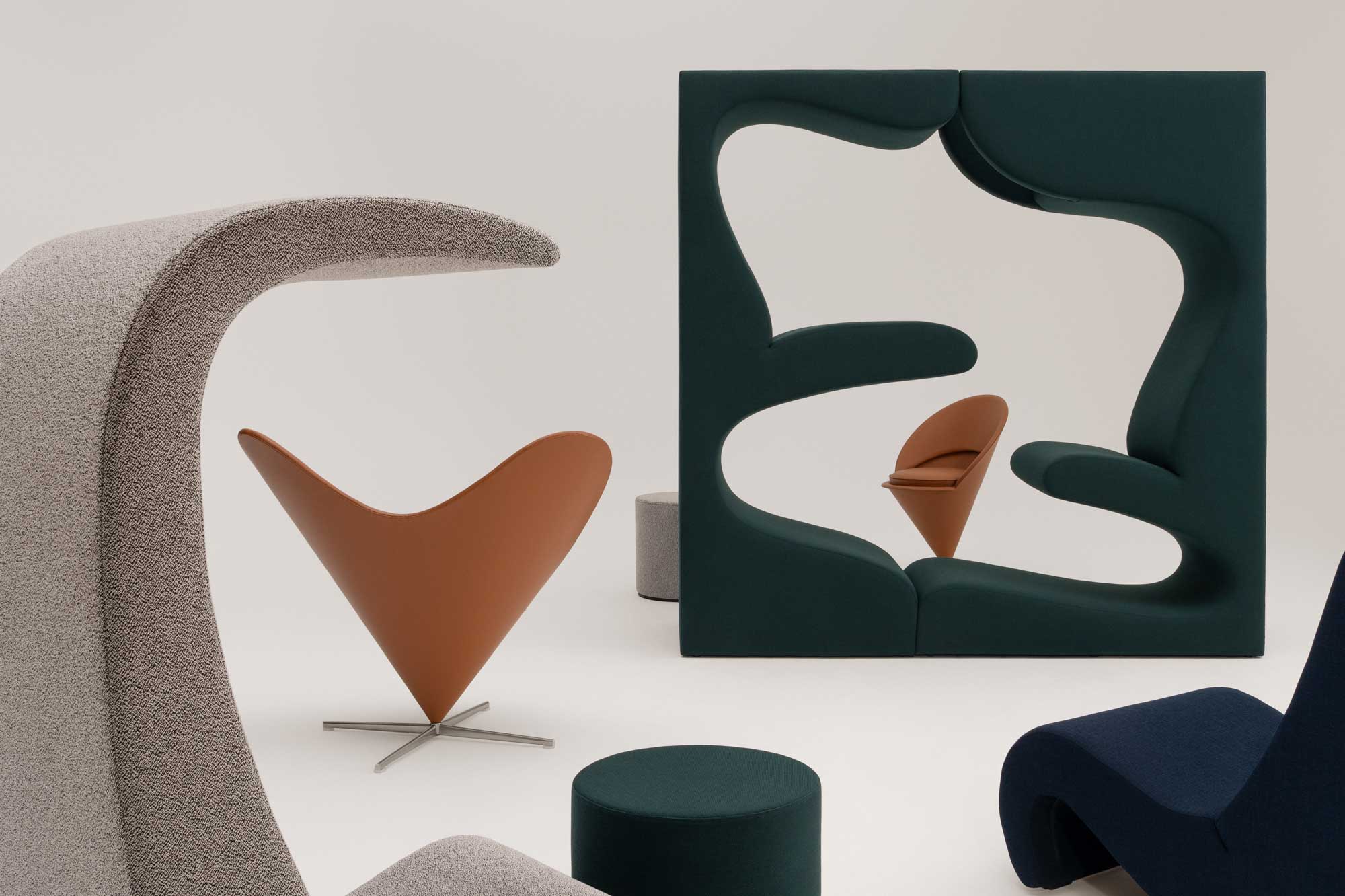 Vitra stellt neue Stoffe und Leder für Möbel von Verner Panton vor