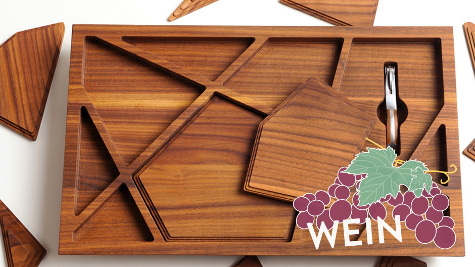 Halb Tablett, halb Kunstwerk: limitiertes Objekt zum Servieren von Wein und anderen Köstlichkeiten.