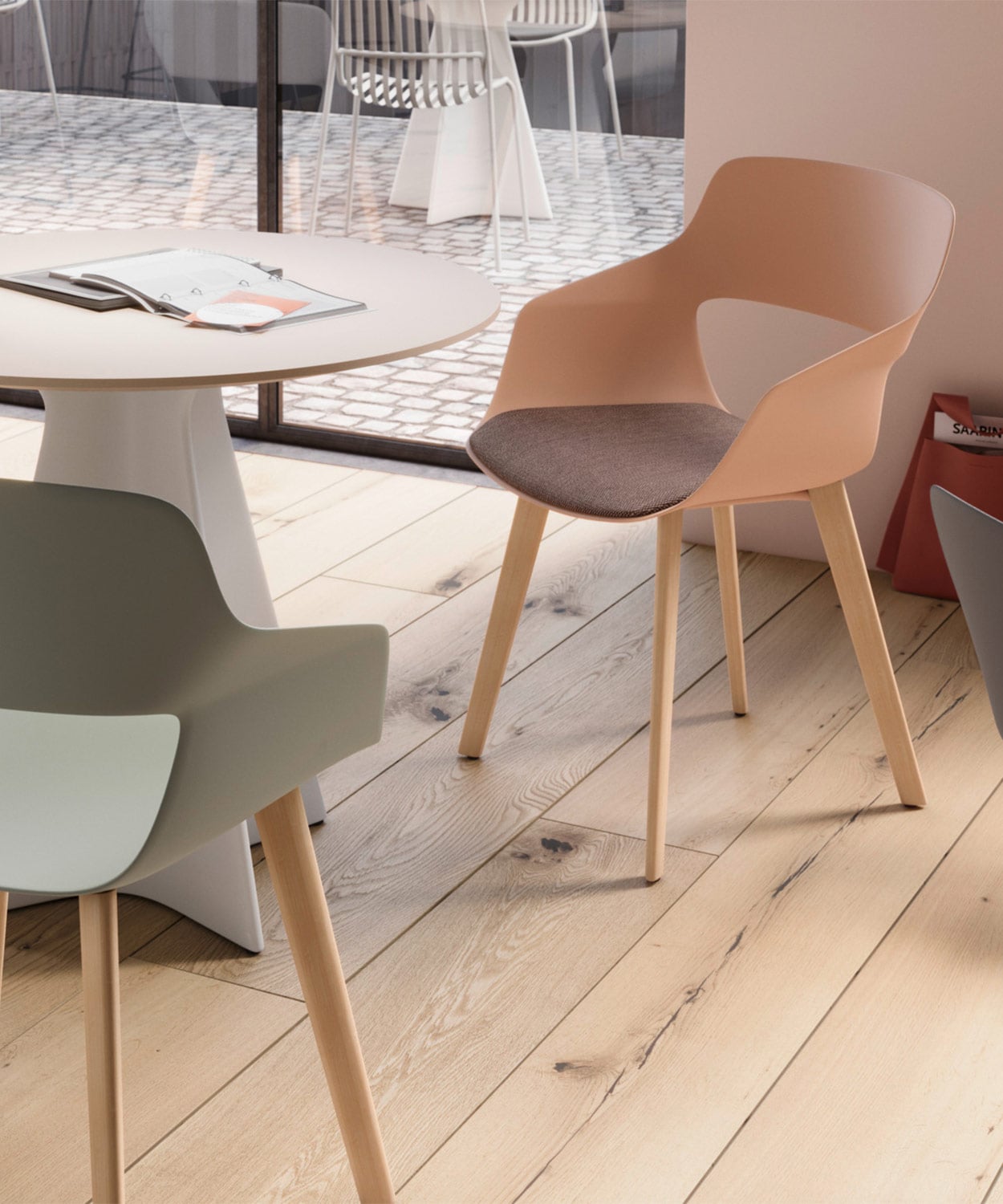 Flexible Stuhlserie für die hybride Arbeitswelt von Brunner