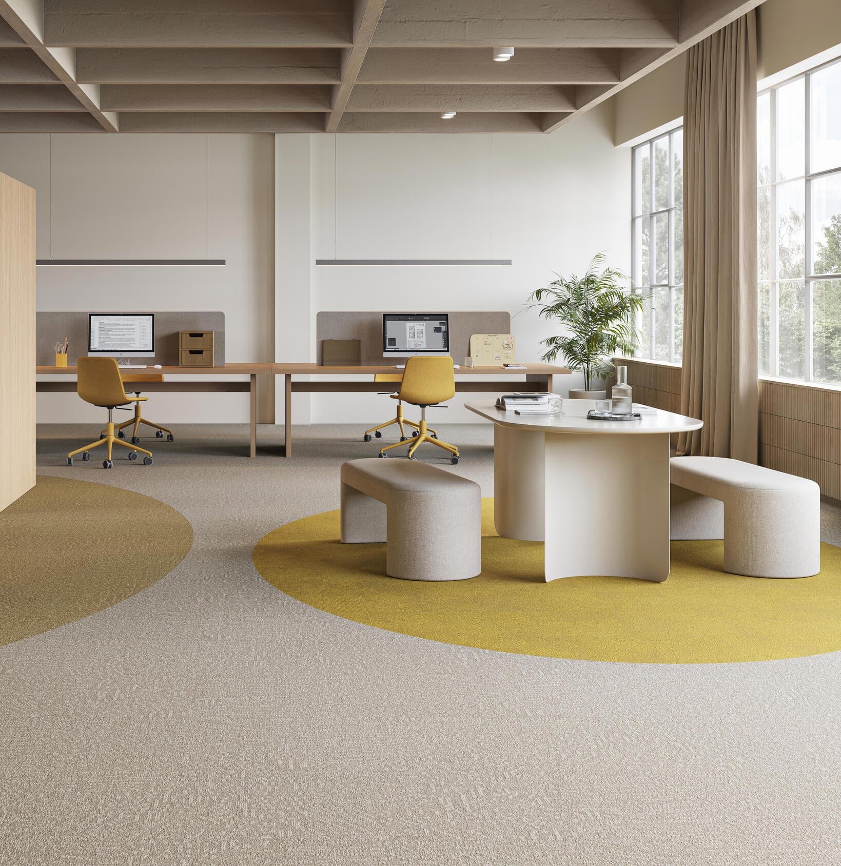 Vielseitige, zirkuläre Teppichfliesen von Tarkett 