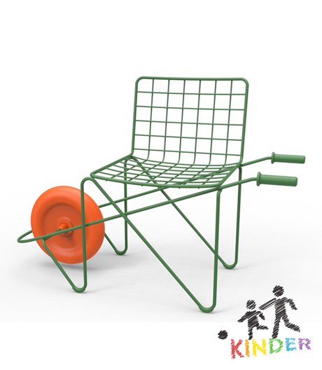 Schubkarre und Kinderstuhl in einem! Eine spielerische Sitzkreation von Rogier Martens für Magis, die für Bewegung sorgt