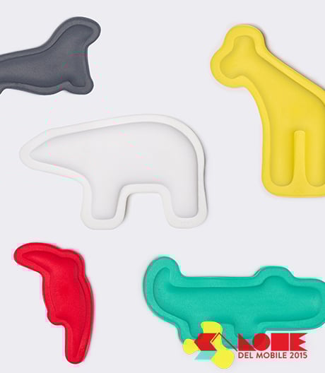 Knautschtiere von PCM, zur ersten Mailänder Kids Design Week vorgestellt.