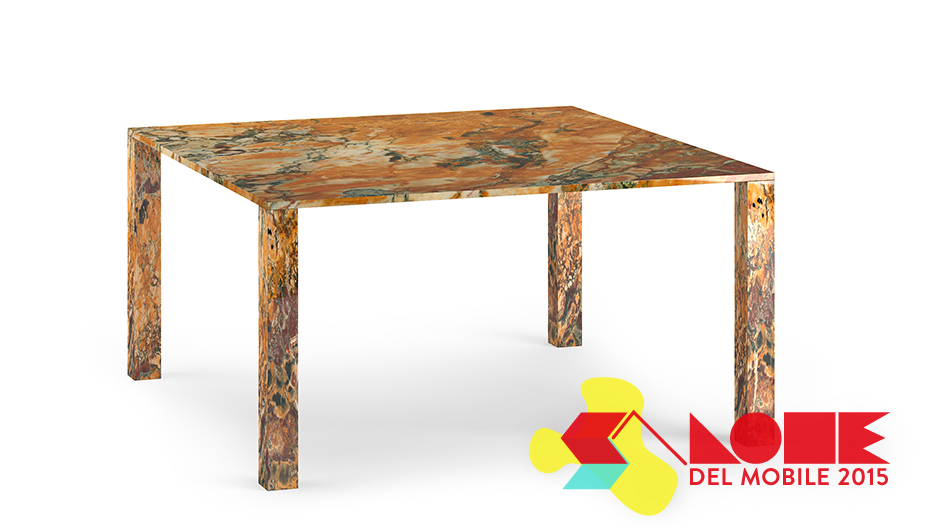 Edel ohne Chi Chi: Cappellinis Tischmonolith aus Breche’de Vendôme-Marmor