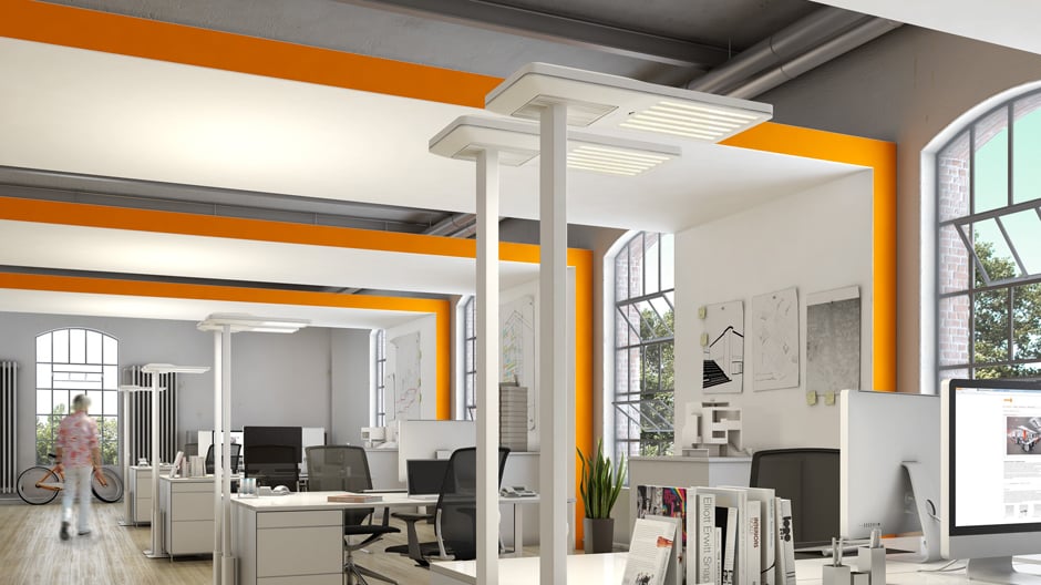 Intelligent, energieeffizient, bequem: Die neue Standleuchte von Siteco bietet optimales Licht zum Arbeiten