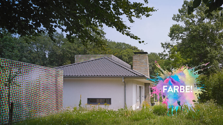 Das CMYK-Haus öffnet sich farbenfroh zum idyllischen Seeufer, ohne dabei zum Fremdkörper zu werden.