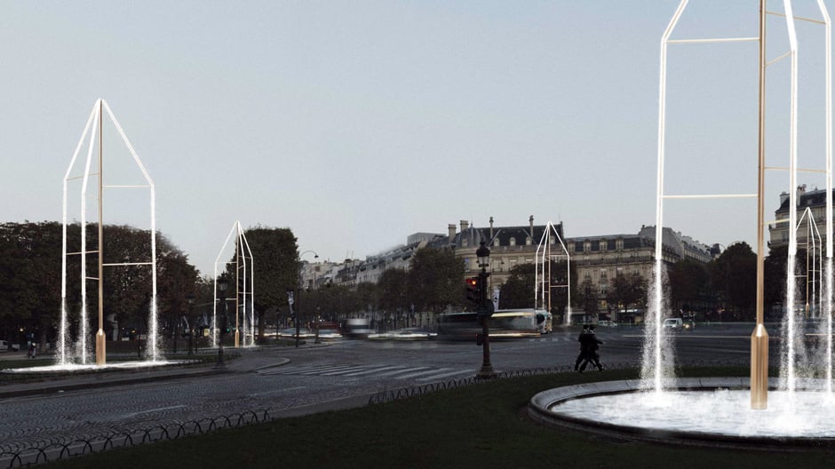 Brunnenlandschaft von Ronan und Erwan Bouroullec in Paris.