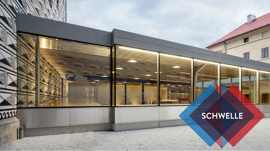 Neuer Eingang zwischen alten Mauern: luftiger Erweiterungsbau für die Prager Nationalgalerie.