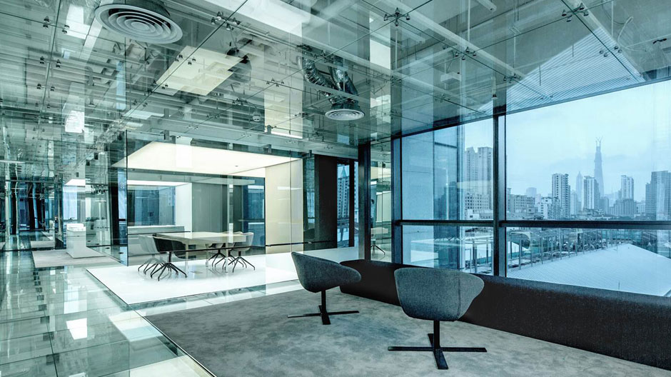 Spiegelkabinett des 21. Jahrhunderts: Büroetage in Shanghai.