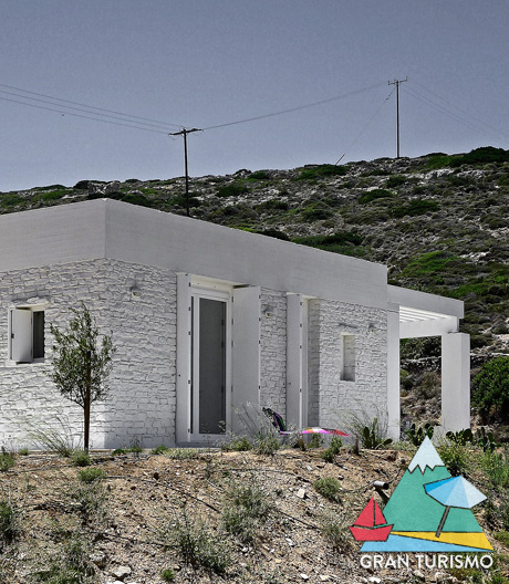 Fuhrimann Hächler Architekten entdecken für dieses Gästehaus auf Antiparos eine neue (Farb)seite an sich.