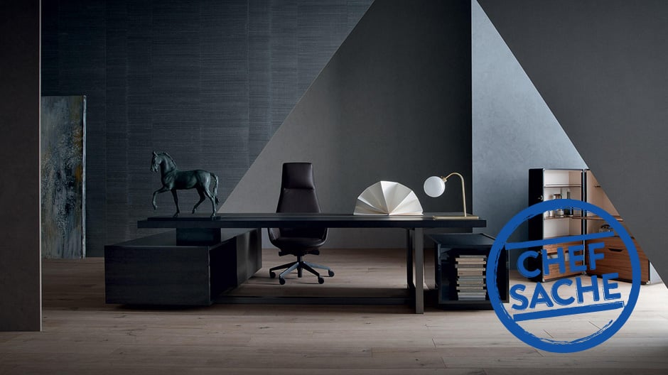 Was macht ein Büro zum Executive Office? Materialien, Formen und Details zeigen, wer das Sagen hat.