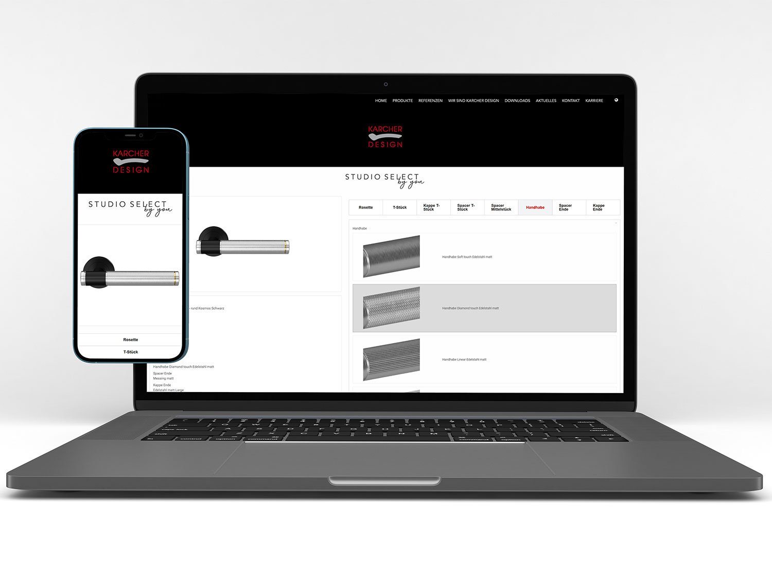 Zum individuellen Türgriff mit dem Online-Konfigurator von Karcher Design